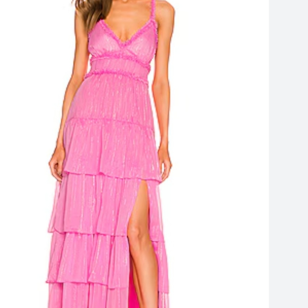 Likely Athena Pink Sleeveless Tiered High Slit Maxi Dress 6